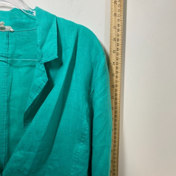 Eileen Fisher Linen Kelly Green Blazer Women’s L Resortwear Minimalist Old Money - Picture 7 of 12